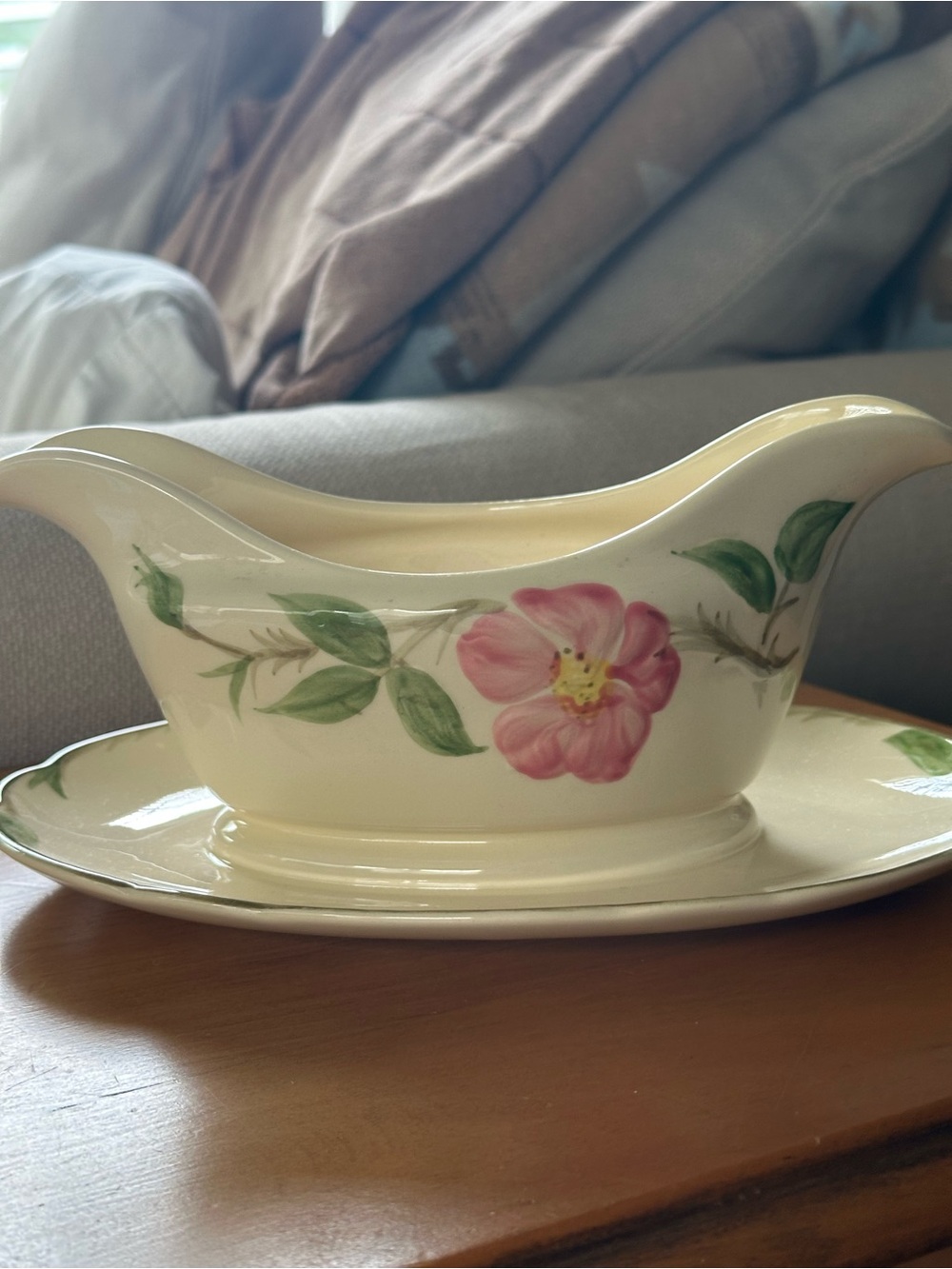 Franciscan Desert Rose Gravy Boat with attached Saucer